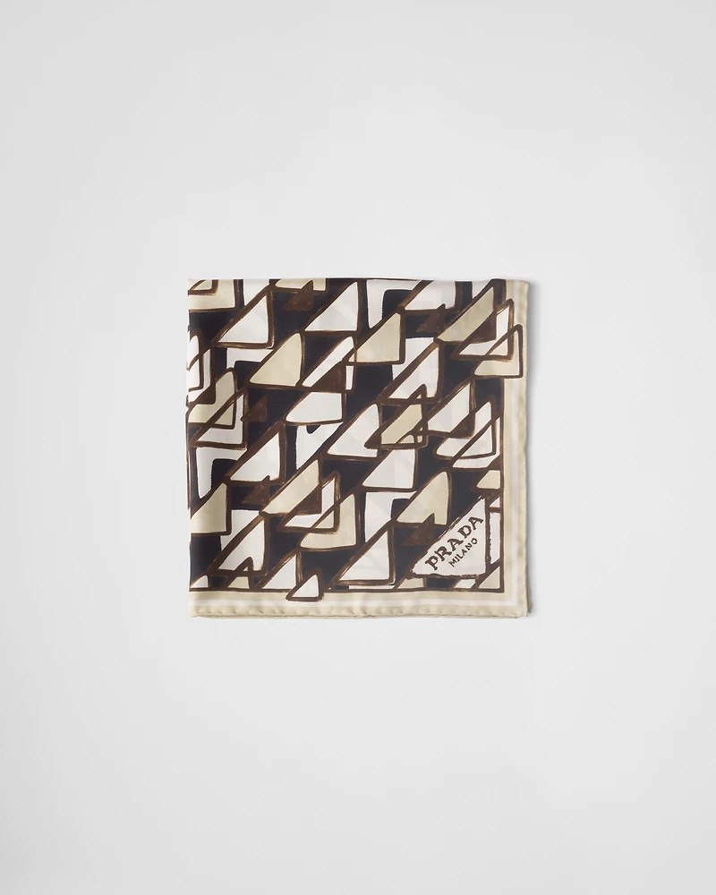 Printed silk twill scarf 55x55