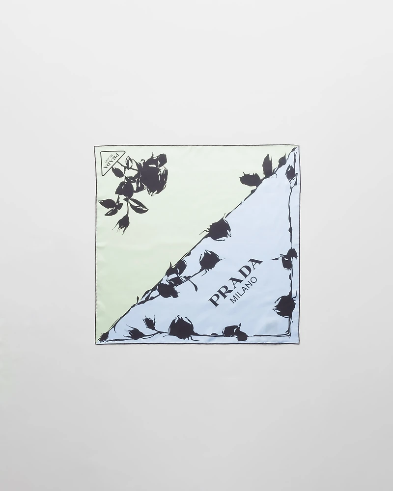 Printed silk twill scarf 55x55