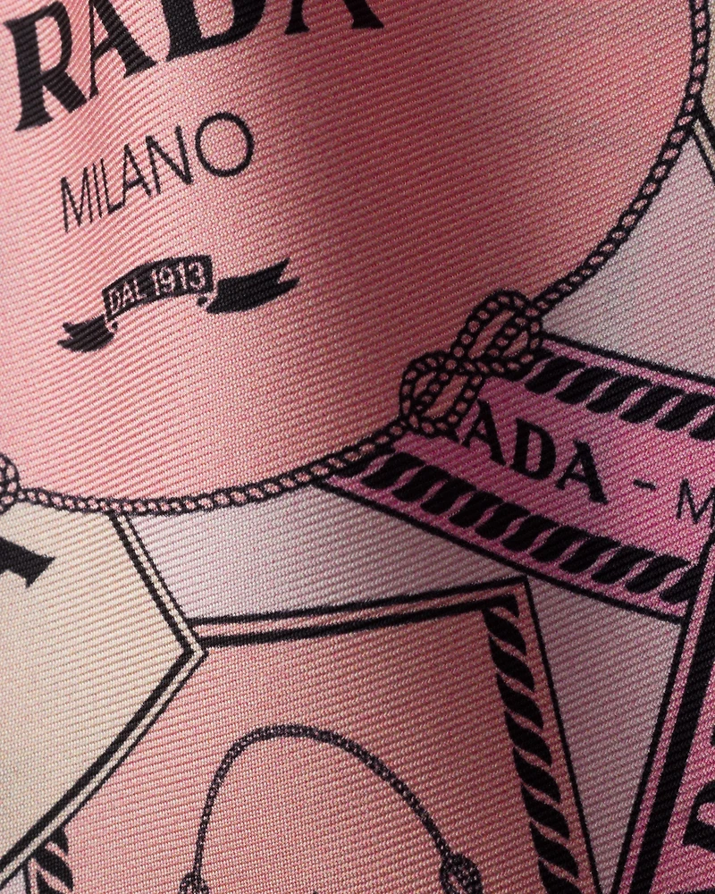 Printed silk twill scarf 55x55