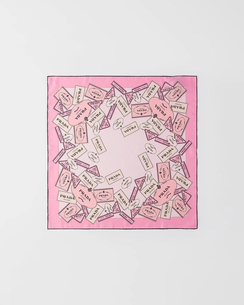Printed silk twill scarf 55x55