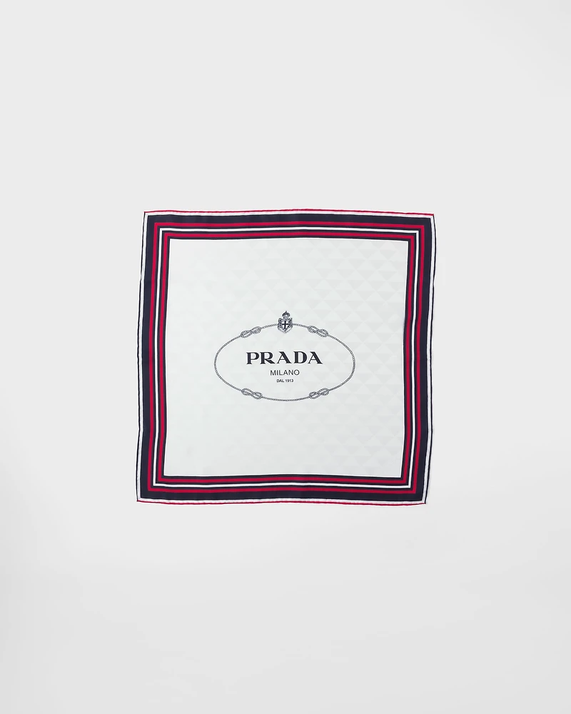 Printed silk twill jacquard scarf 55 x 55 cm