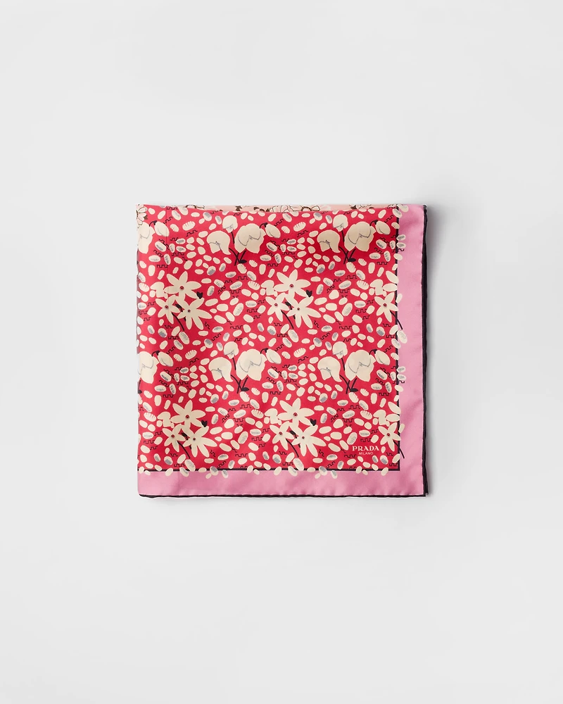 Printed silk twill scarf
