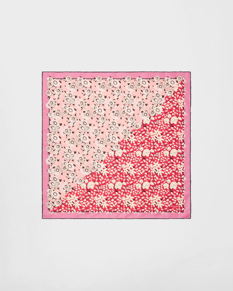 Printed silk twill scarf