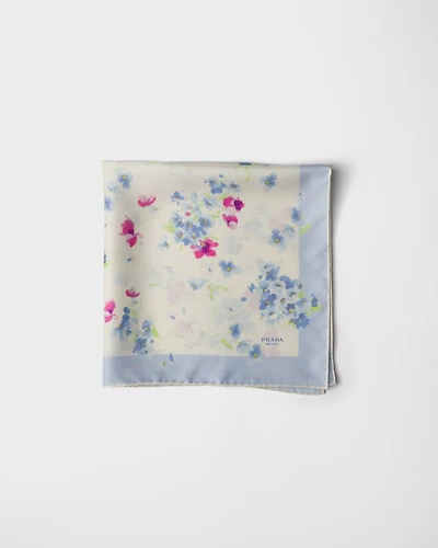 Printed silk twill scarf, 55 X 55 cm