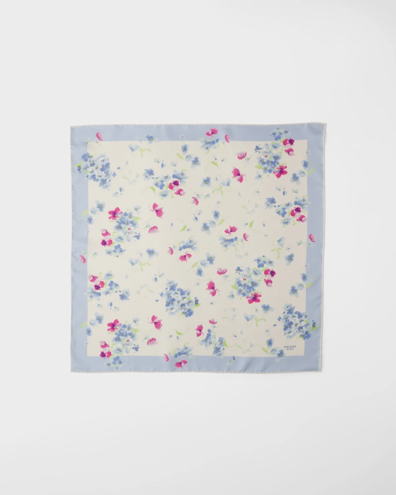 Printed silk twill scarf, 55 X 55 cm