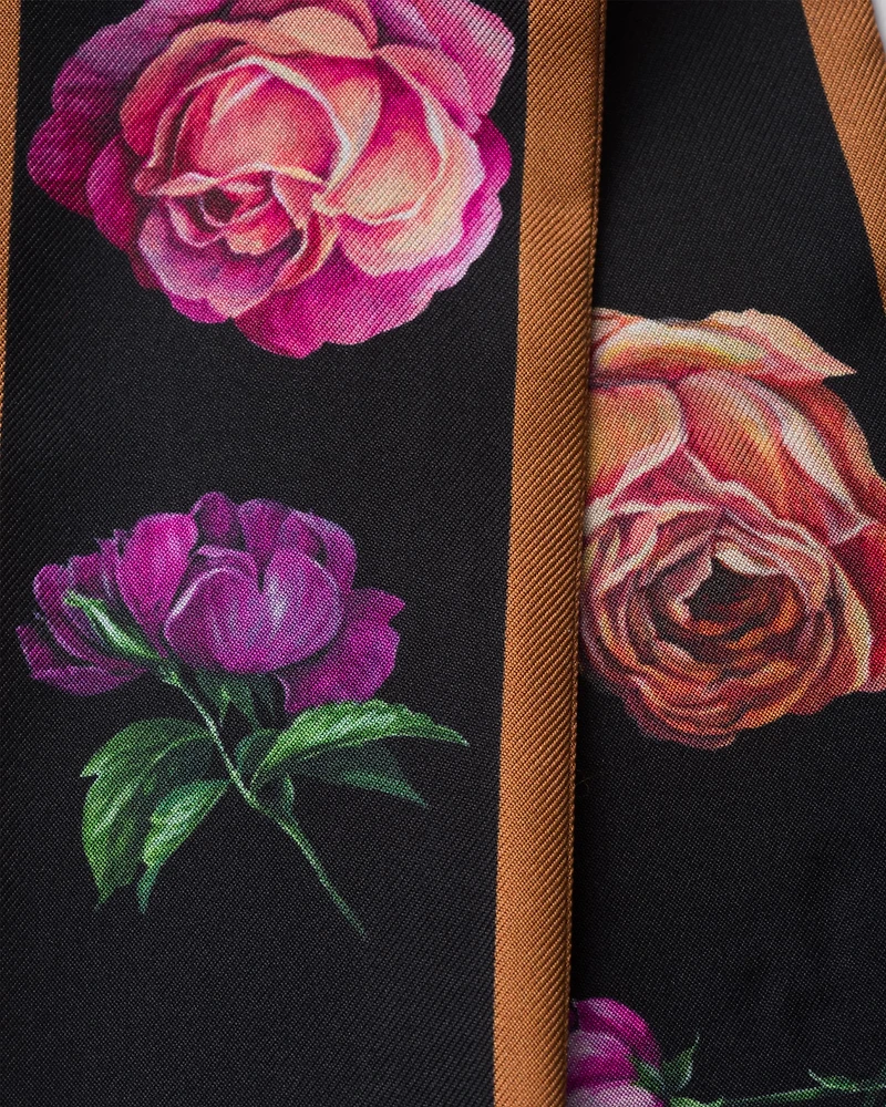 Printed twill skinny scarf