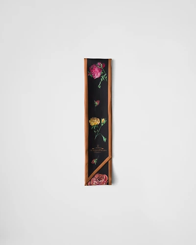 Printed twill skinny scarf