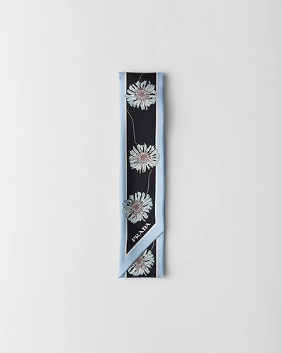 Printed silk twill skinny scarf 