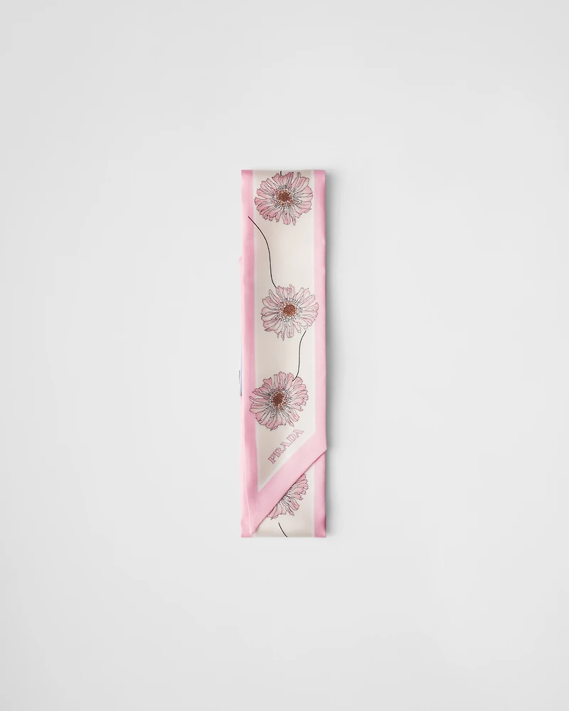 Printed silk twill skinny tie