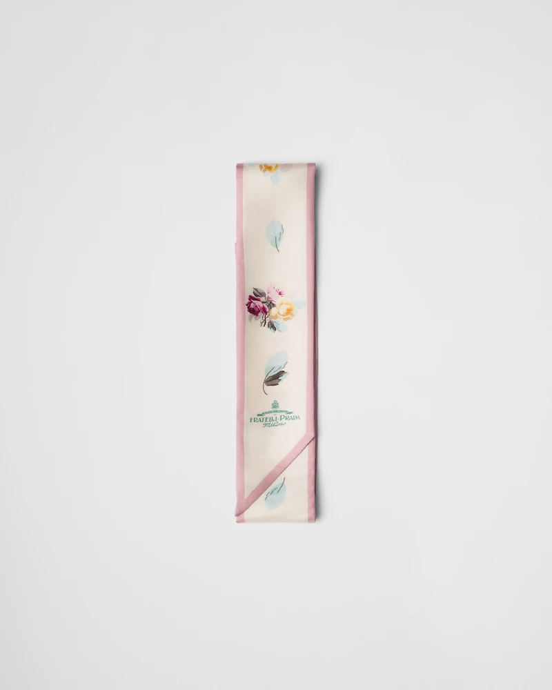 Printed silk twill skinny tie