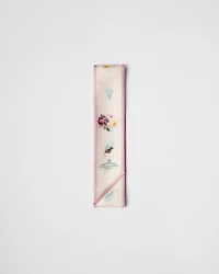 Printed silk twill skinny tie