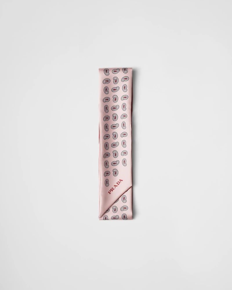Printed silk twill skinny tie