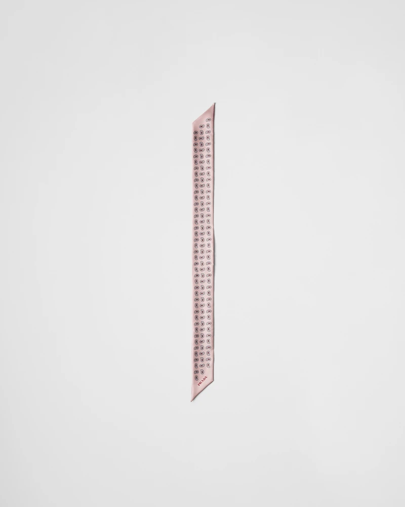 Printed silk twill skinny tie