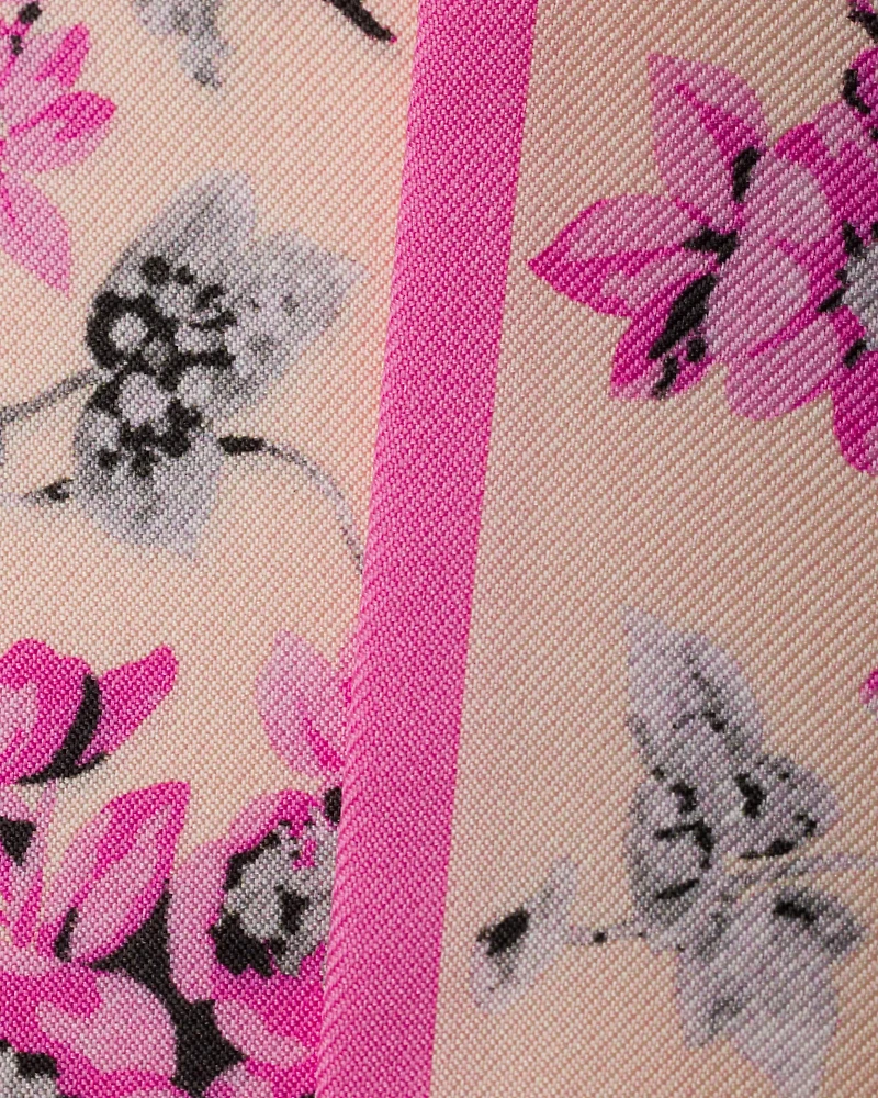 Printed silk twill skinny scarf