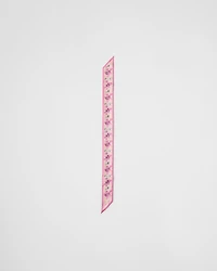 Printed silk twill skinny scarf