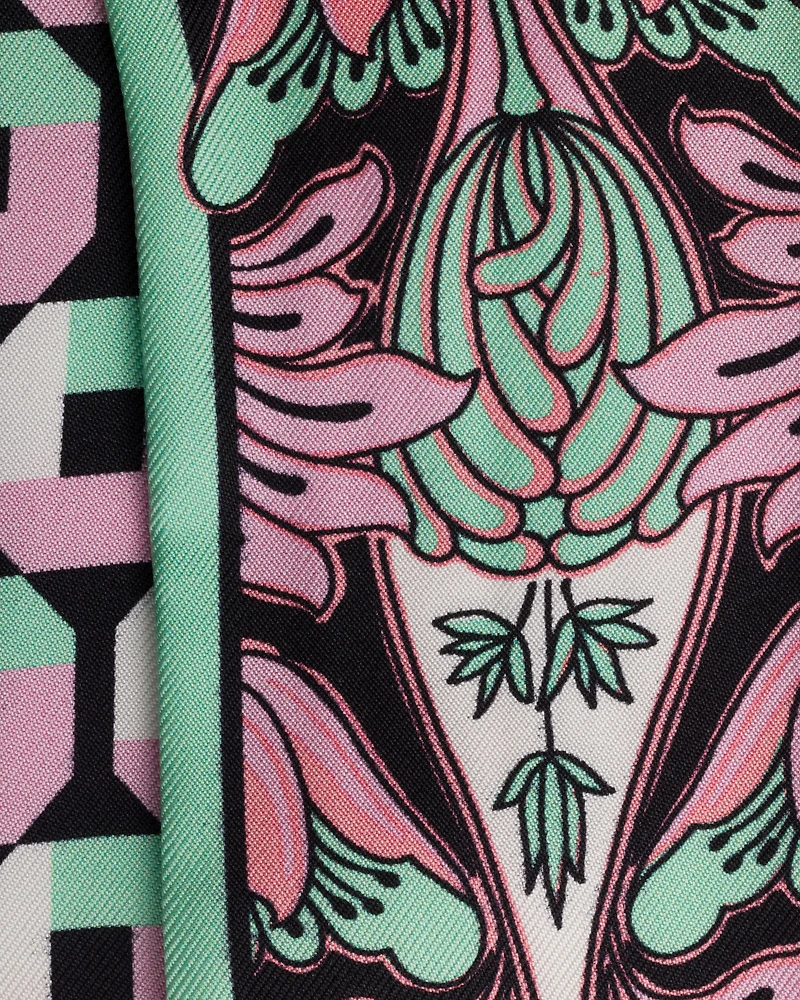 Printed silk twill skinny scarf