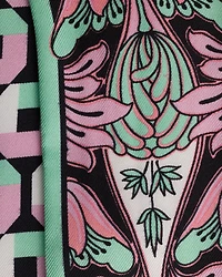 Printed silk twill skinny scarf