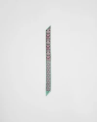 Printed silk twill skinny scarf