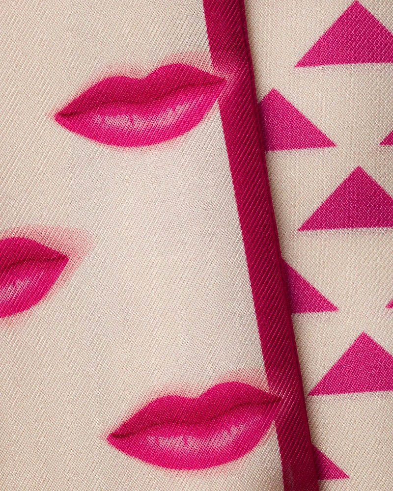 Printed silk twill skinny scarf