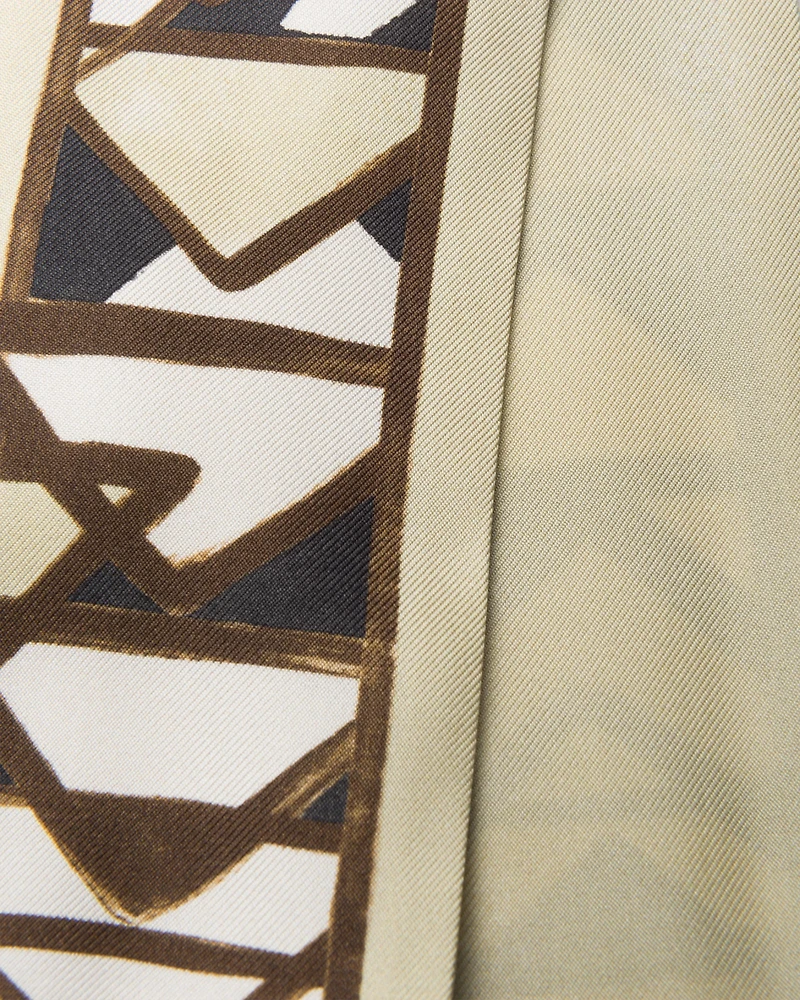 Printed twill skinny scarf