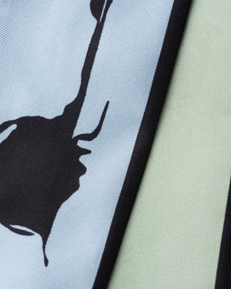Printed twill skinny scarf