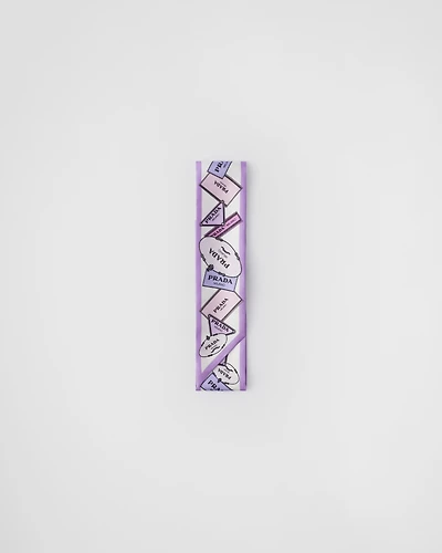 Printed silk twill skinny scarf