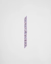 Printed silk twill skinny scarf