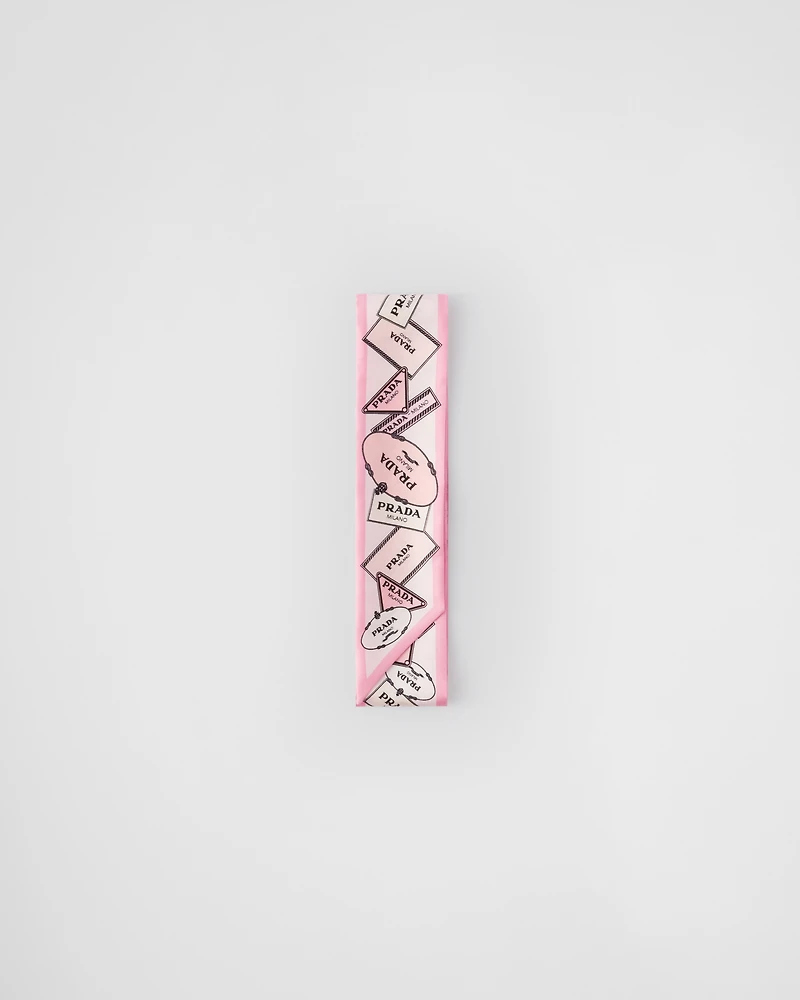 Printed silk twill skinny scarf
