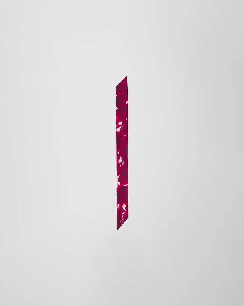 Printed silk shantung skinny scarf