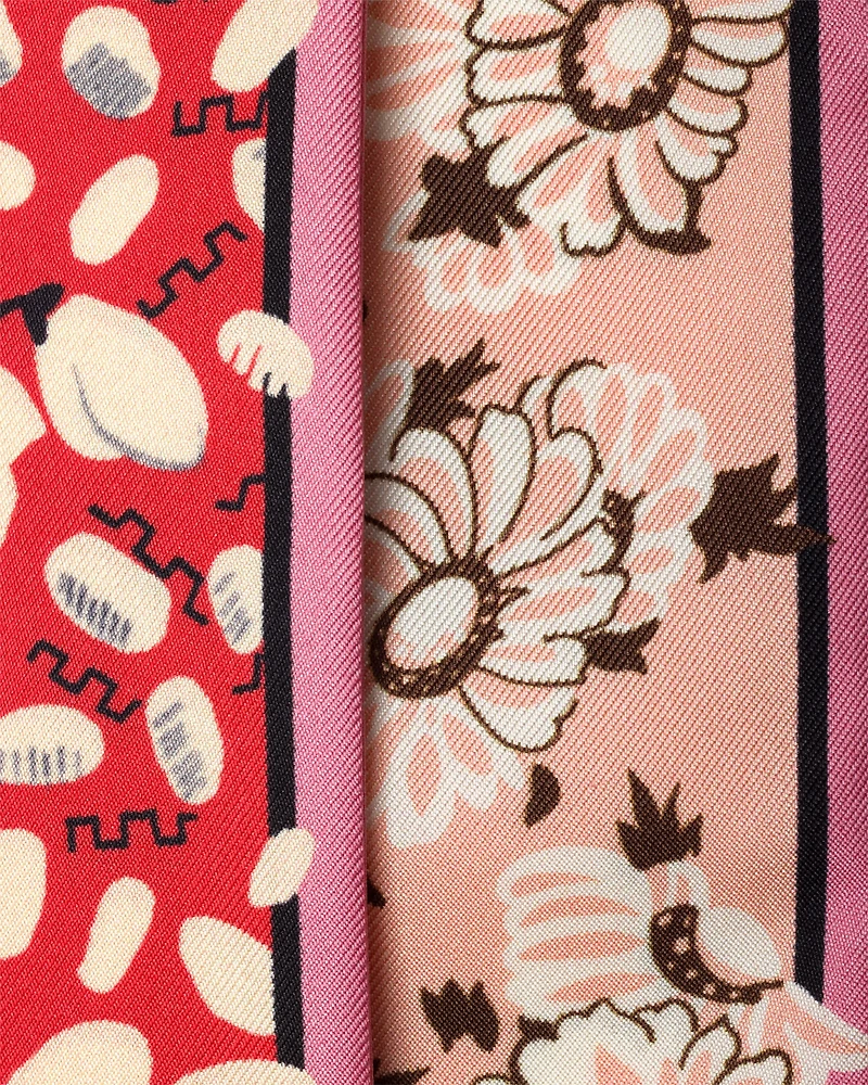 Printed silk twill skinny scarf