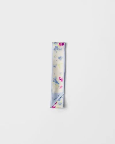Printed silk twill skinny scarf