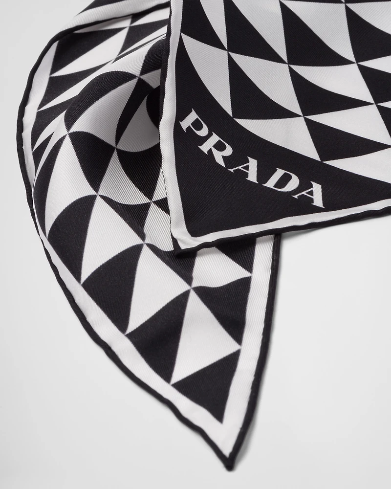 Printed silk twill scarf