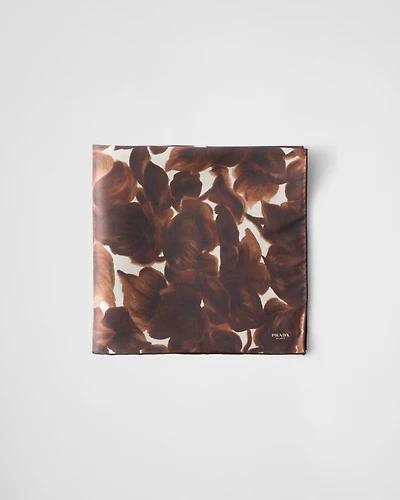 Printed silk shantung scarf 65x65