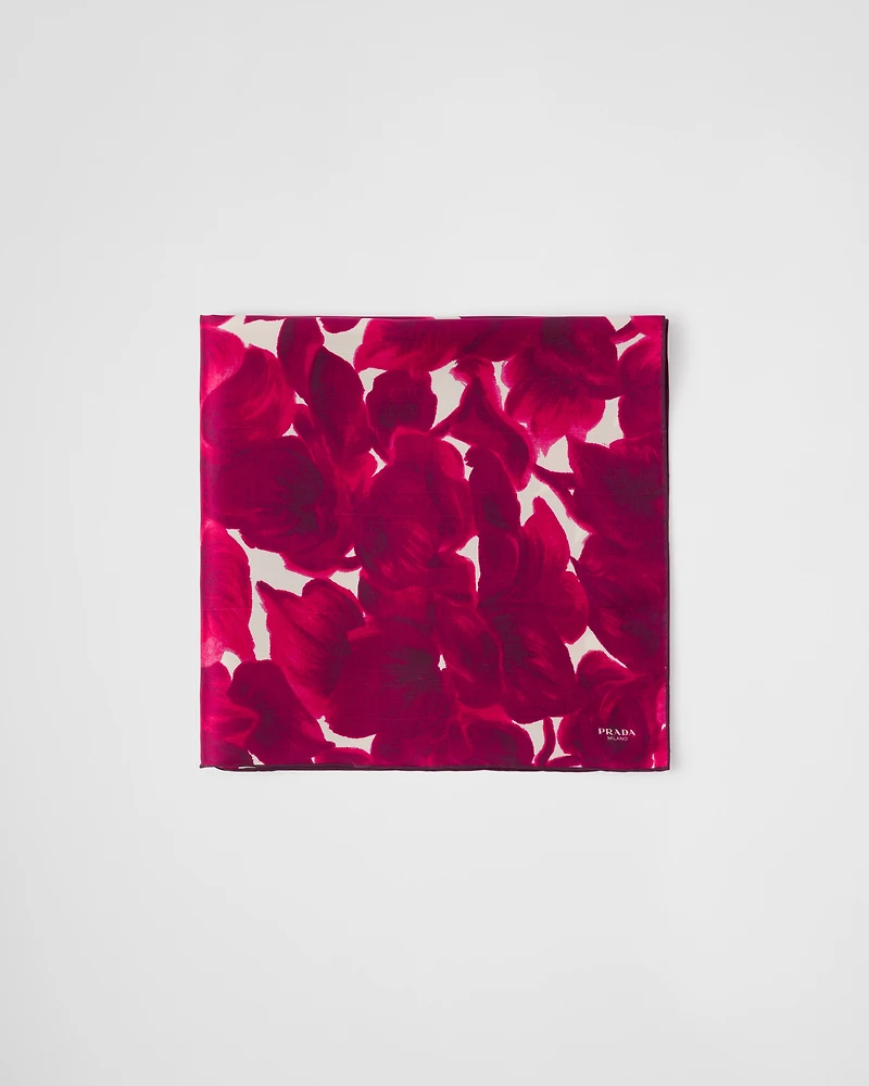 Printed silk shantung scarf 65x65