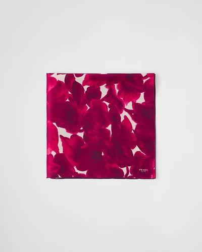 Printed silk shantung scarf 65x65