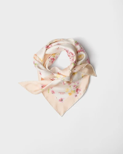 Printed silk twill scarf