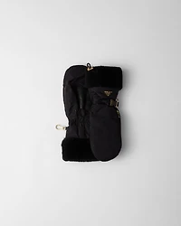 Re-Nylon and shearling mittens