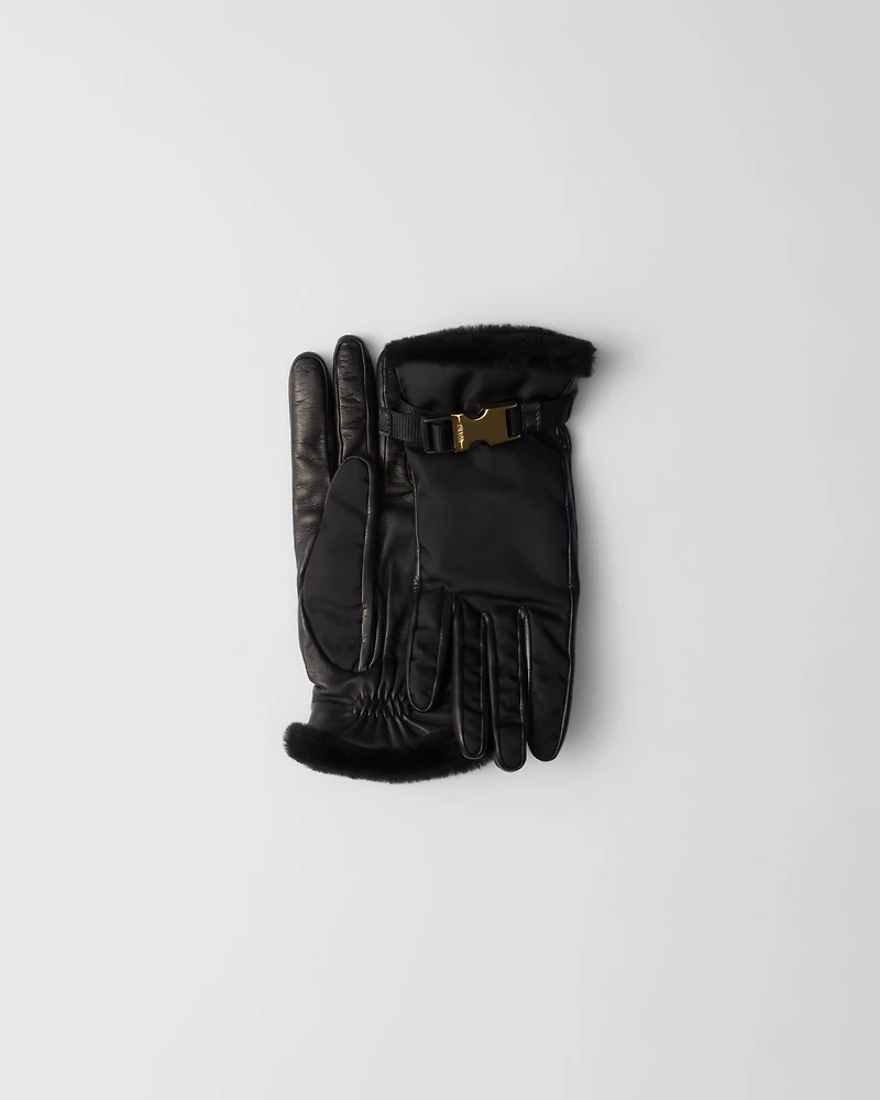 Re-Nylon and shearling gloves