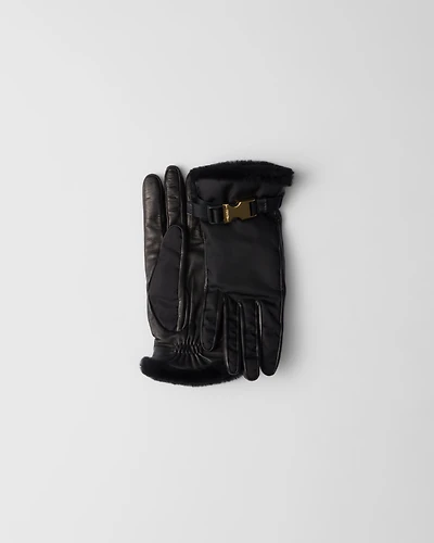 Re-Nylon and shearling gloves