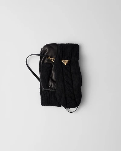 Wool and nappa leather mittens