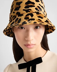 Printed leather bucket hat