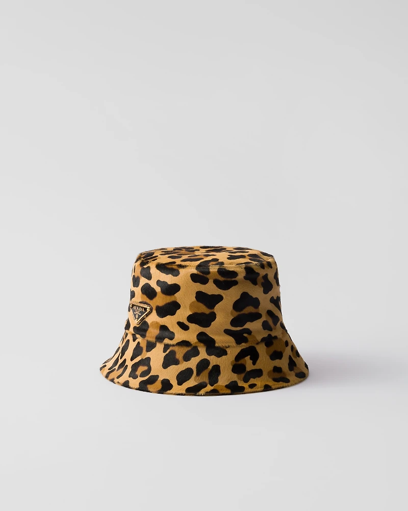 Printed leather bucket hat