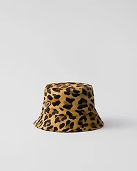Printed leather bucket hat