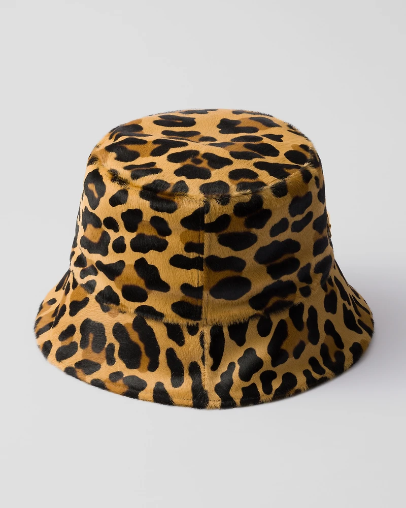 Printed leather bucket hat