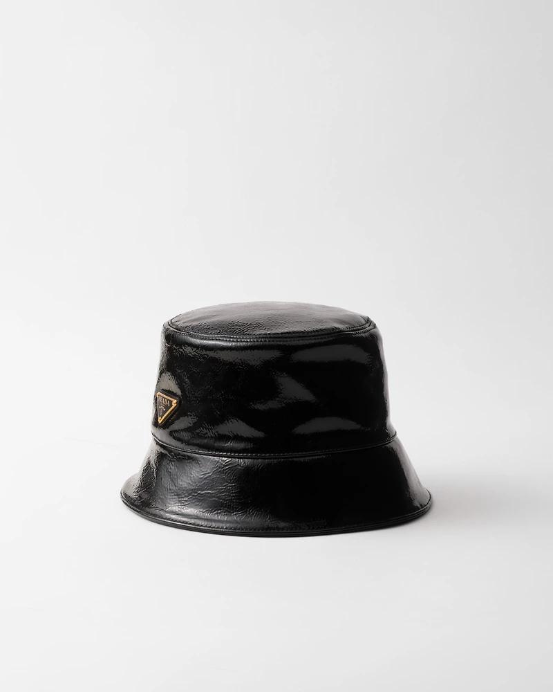 Naplak patent leather bucket hat