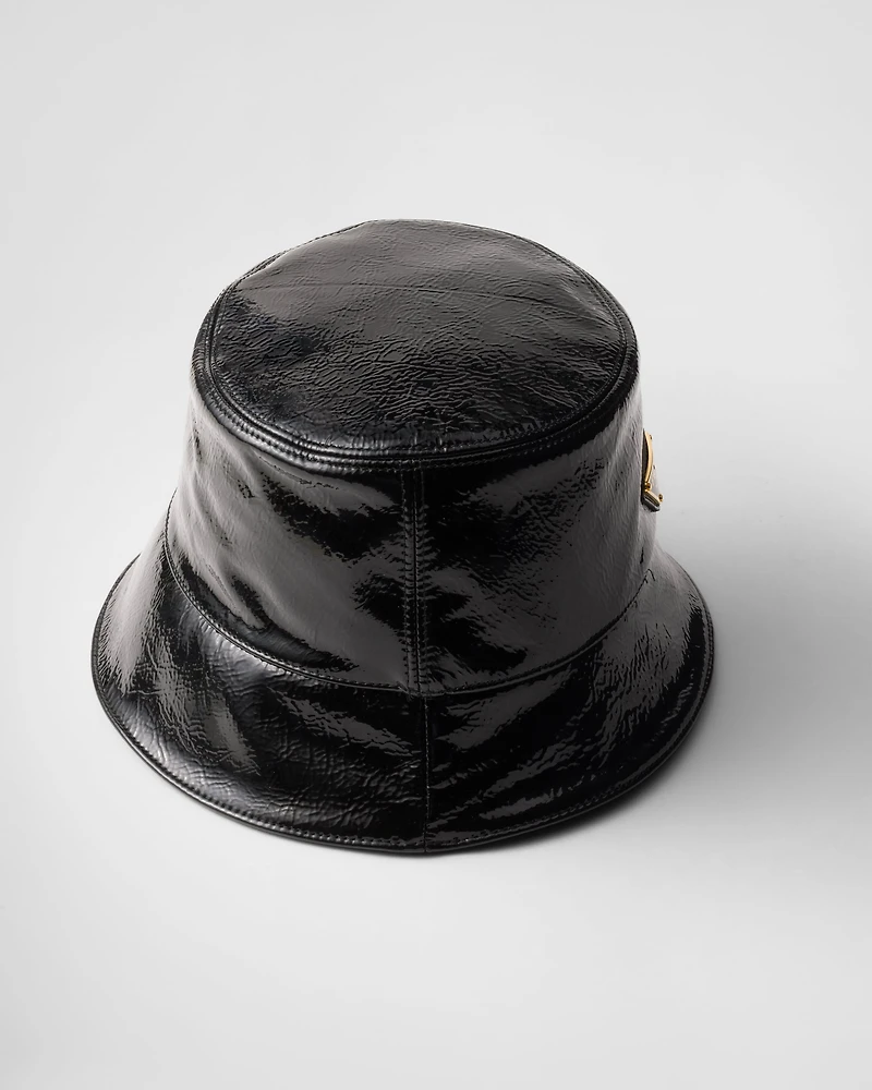 Naplak patent leather bucket hat