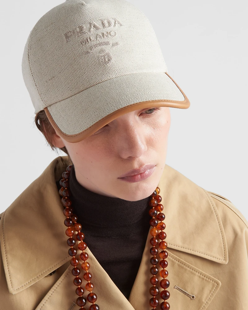 Linen blend baseball cap