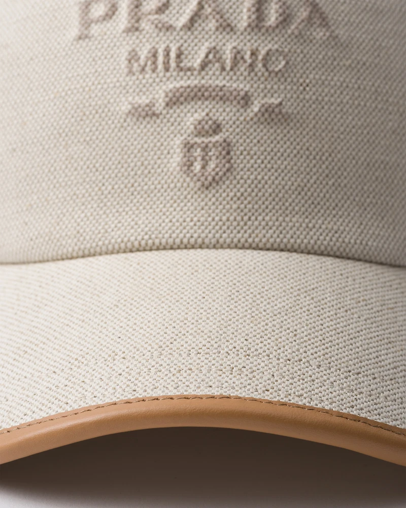Linen blend baseball cap
