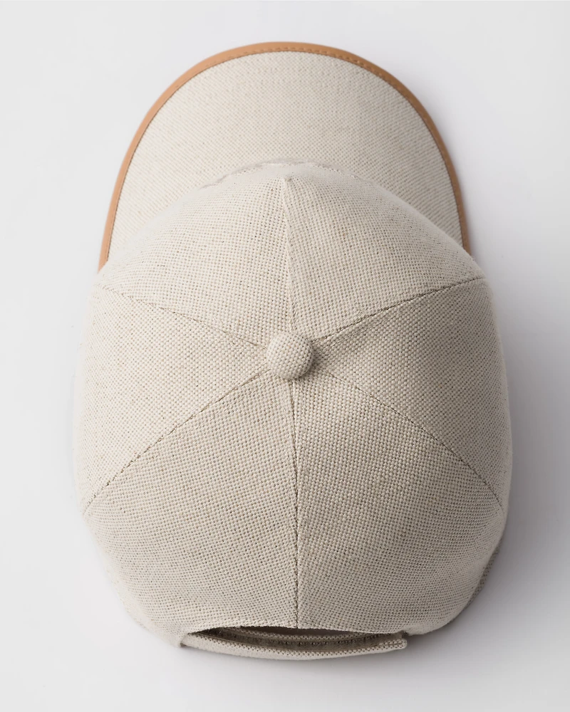 Linen blend baseball cap