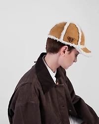 Suede shearling baseball cap